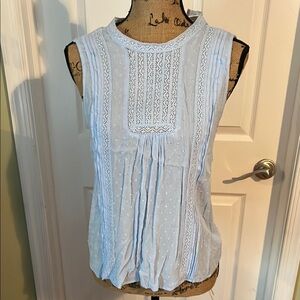 GAP Blue Sleeveless Pleated Blouse